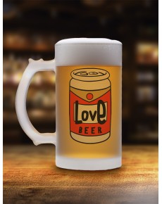 LOVE BEER FROSTED GLASS BEER MUG