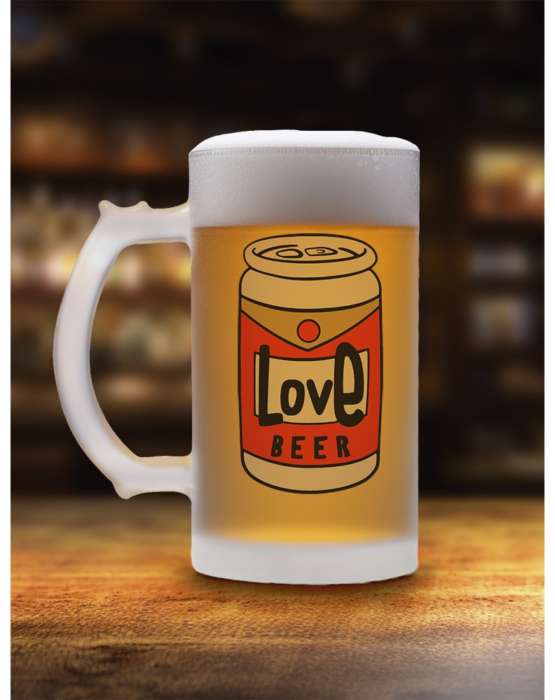 LOVE BEER FROSTED GLASS BEER MUG