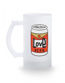 JARRA PARA CERVEZA DE CRISTAL ESMERILADO LOVE BEER