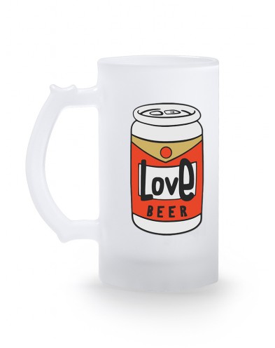 LOVE BEER FROSTED GLASS BEER MUG