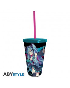 HATSUNE MIKU GLASS WITH STRAW - 470ML - HATSUNE MIKU