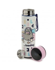 BOTELLA TERMO CON TERMOMETRO GATO PUSHEEN JUGUETON