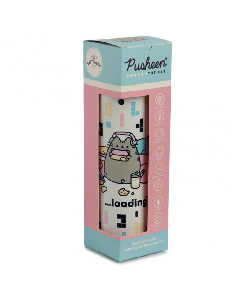 BOTELLA TERMO CON TERMOMETRO GATO PUSHEEN JUGUETON