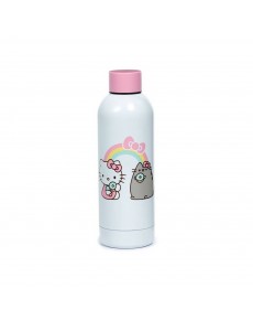 BOTELLA TERMICA DE ACERO INOXIDABLE - HELLO KITTY Y GATO PUSHEEN 530M1