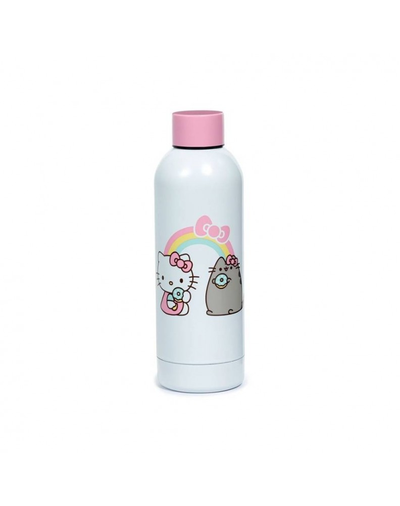 BOTELLA TERMICA DE ACERO INOXIDABLE - HELLO KITTY Y GATO PUSHEEN 530M1