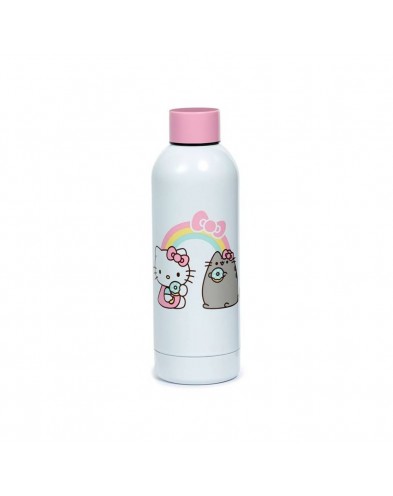 BOTELLA TERMICA DE ACERO INOXIDABLE - HELLO KITTY Y GATO PUSHEEN 530M1