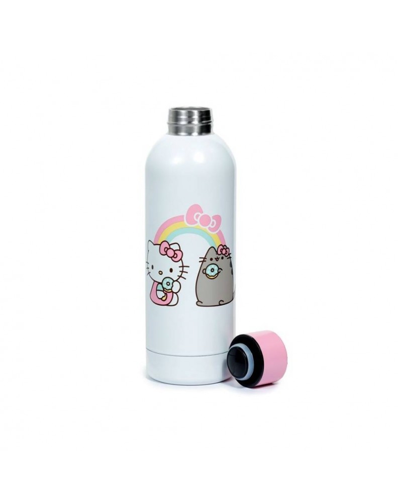 BOTELLA TERMICA DE ACERO INOXIDABLE - HELLO KITTY Y GATO PUSHEEN 530M1