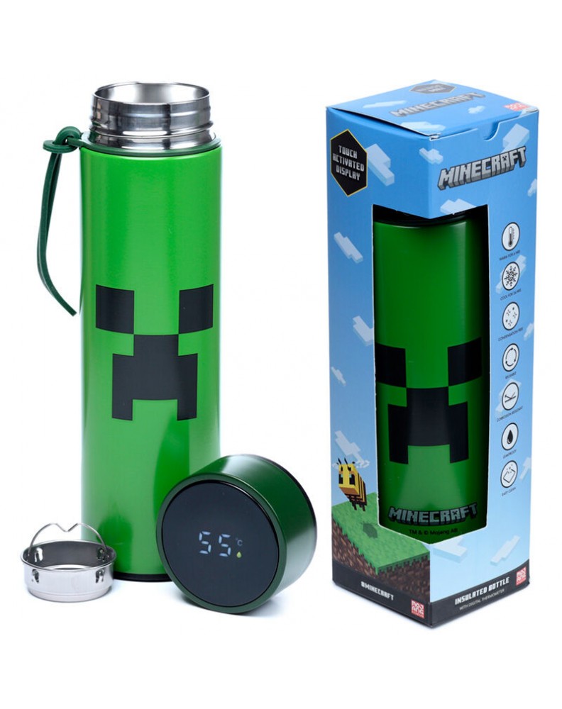 BOTELLA TERMO CON TERMOMETRO MINECRAFT CREEPER