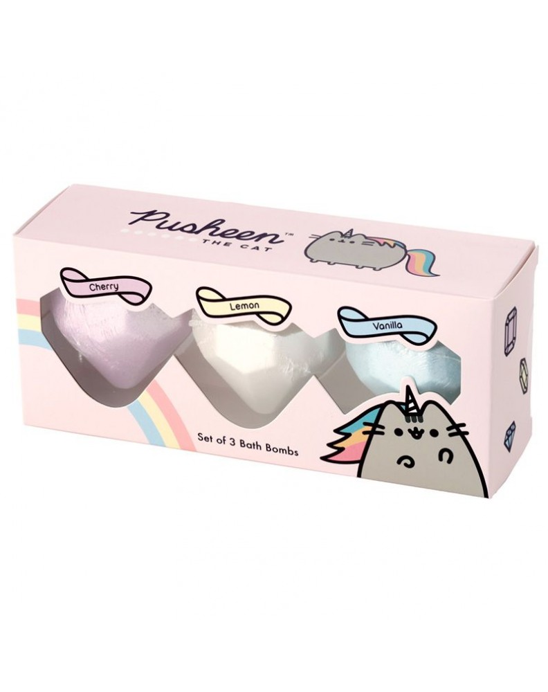 SET DE 3 BOMBAS DE BANO GATO PUSHEEN PUSHEENICORN AROMAS AFRUTADOS