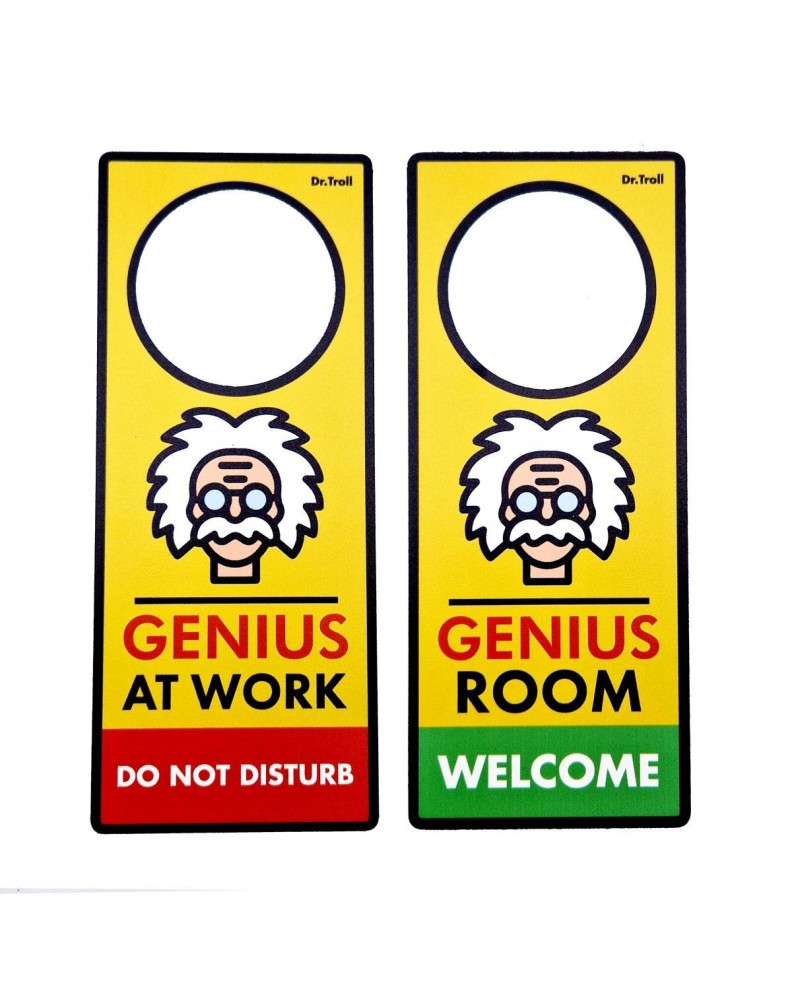 GENIUS WORK ROOM DOOR KNOB SIGN