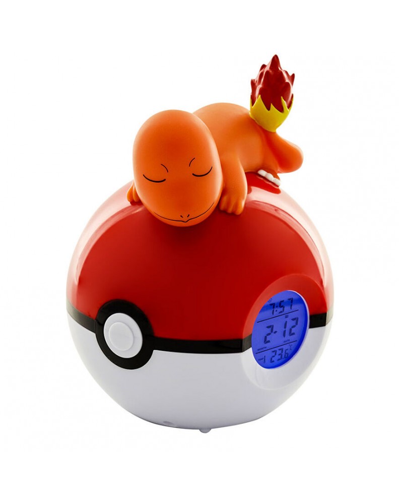 CHARMANDER DURMIENDO EN POKEBALL RELOJ DESPERTADOR LAMPARA LED POKEMON