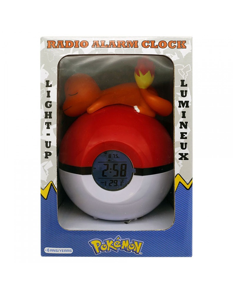 CHARMANDER DURMIENDO EN POKEBALL RELOJ DESPERTADOR LAMPARA LED POKEMON