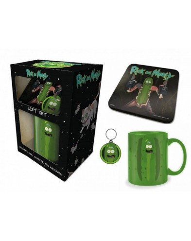 PACK MUG + COASTERS + RICK & MORTY KEYCHAIN