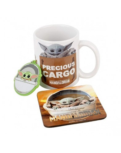 SET DE TAZA, POSAVASOS Y LLAVERO DE GOMA EL NIÑO