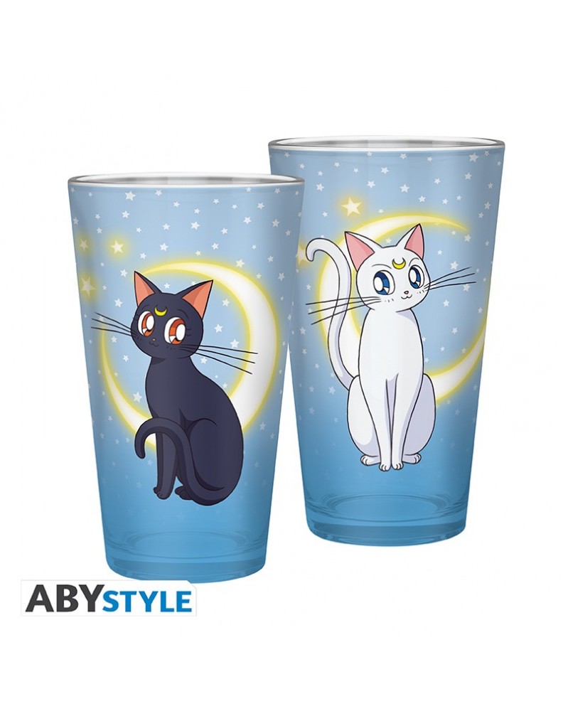 SAILOR MOON - Large Glass - 400ml - Luna & Artemis