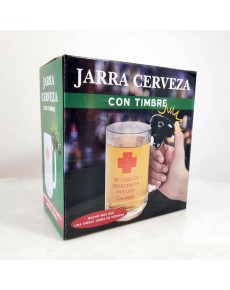 JARRA DE CERVEZA PARA EMERGENCIAS CON TIMBRE DE CRISTAL