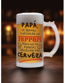 JARRA PARA CERVEZA DE CRISTAL ESMERILADO REGALO PAPA