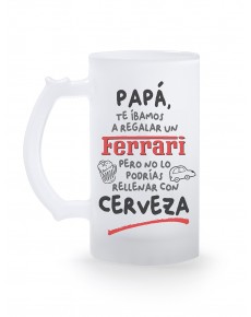 JARRA PARA CERVEZA DE CRISTAL ESMERILADO REGALO PAPA