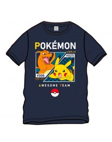 CAMISETA NIÑO-POKEMON- PIKACHU Y CHARIZARD-LICENCIA OFICIAL