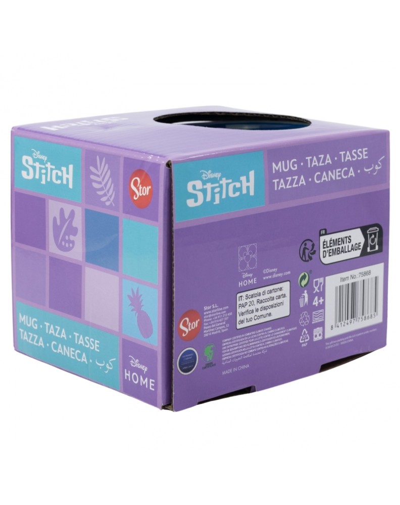 TAZA CERAMICA ELITE 380 ML EN CAJA REGALO STITCH