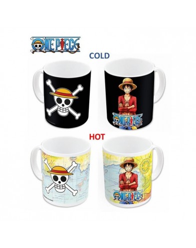 TAZA CERAMICA 325 ML CHANGING COLOR EN CAJA REGALO ONE PIECE