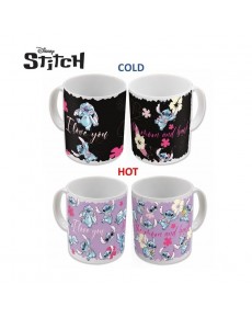 TAZA CERAMICA 325 ML CHANGING COLOR EN CAJA REGALO STITCH & ANGEL GTTR