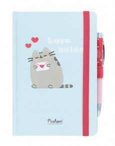 PREMIUM A5 NOTEBOOK WITH PUSHEEN PURRFECT LOVE COLLECTION PROJECTOR PEN