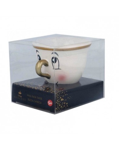 TAZA CERAMICA 3D 190 ML CHIP LA BELLA Y LA BESTIA EN CAJA REGALO