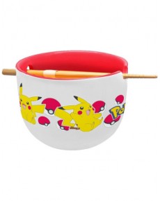 STOR RAMEN BOWL WITH CHOPSTICKS IN POKEMON BLACK LOGOS YOUNG ADULT GIFT BOX