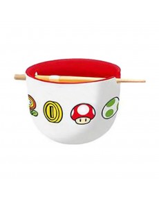 STOR RAMEN BOWL WITH CHOPSTICKS IN SUPER MARIO PROTAGONISTS YOUNG ADU GIFT BOX