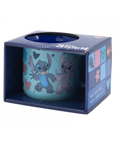 TAZA DE CERAMICA FULL DECO 355 ML EN CAJA REGALO STITCH