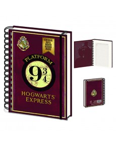 CUADERNO DE ESPIRAL A5 ANDÉN 9 3/4 Y ESCUDO HOGWARTS 21 X 15 CM