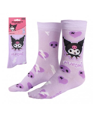 CALCETINES HELLO KITTY KUROMI COLOR PÚRPURA TALLA ÚNICA