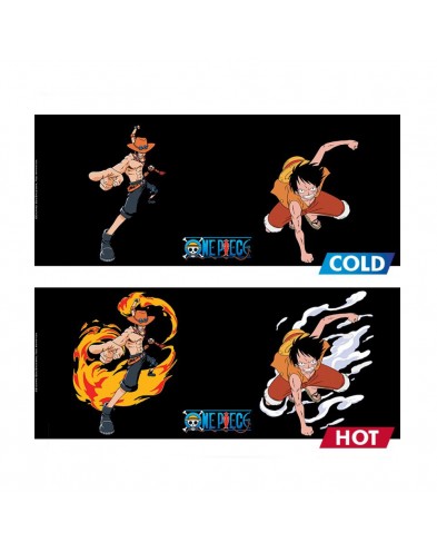TAZA TÉRMICA DE ONE PIECE CON LUFFY Y ACE- 460 ML