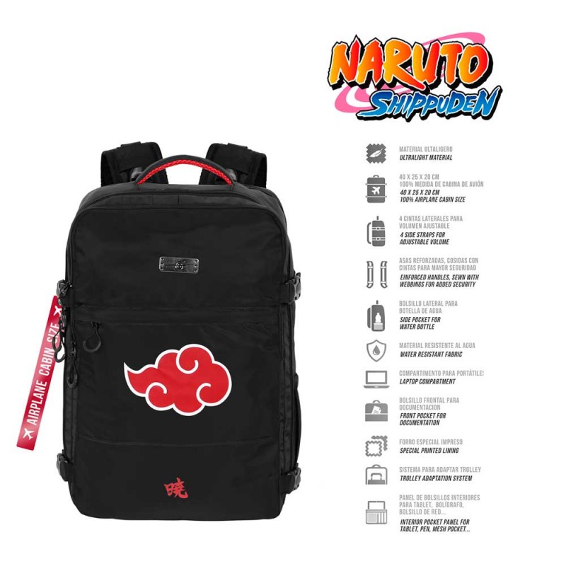 MOCHILA VIAJE CABINA AVIÓN NARUTO CLOUDS